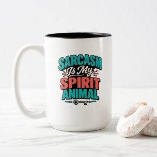 Sarcasme is mijn geestdier tweekleurige koffiemok