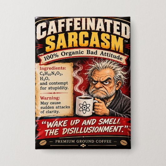 sarcasme koffie badge button (Voorkant)