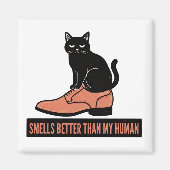 Sarcasme Linocut Kat in Schoen Meme Magneet (Voorkant)