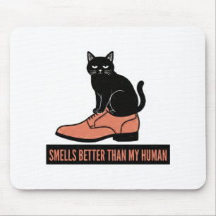 Sarcasme Linocut Kat in Schoen Meme Muismat
