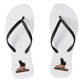 Sarcasme Linocut Kat in Schoen Meme Teenslippers