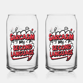 Sarcasme mijn tweede taal Sassy Humor Kunst Blikvorm Glas