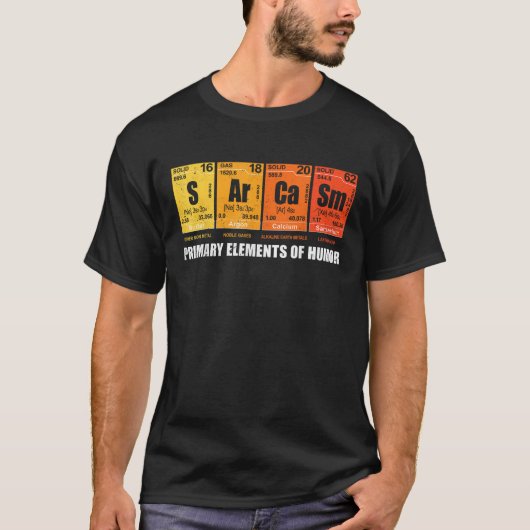 Sarcasme van de Humor Periodic Table Graphic T T-shirt (Voorkant)