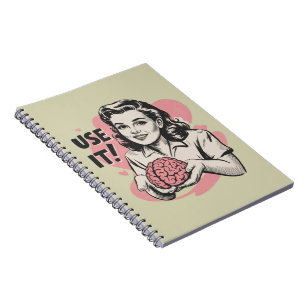 Sarcasme Vintage Gebruik Je Brein Esthetisch 50s  Notitieboek