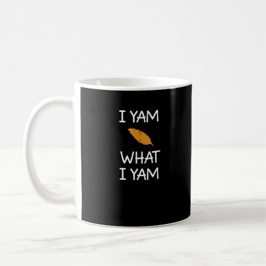 Sarcasme, woordspeling Ik ben wat ik ben, Grappig, Koffiemok (Links)