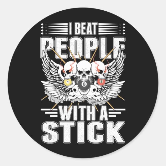 Sarcastic Billiard Snooker Cue Sportpoolspeler Ronde Sticker (Voorkant)