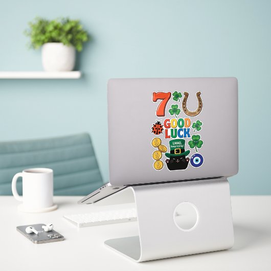 Sarcastic black cat  and Lucky charms Sticker (Laptop op bureau)