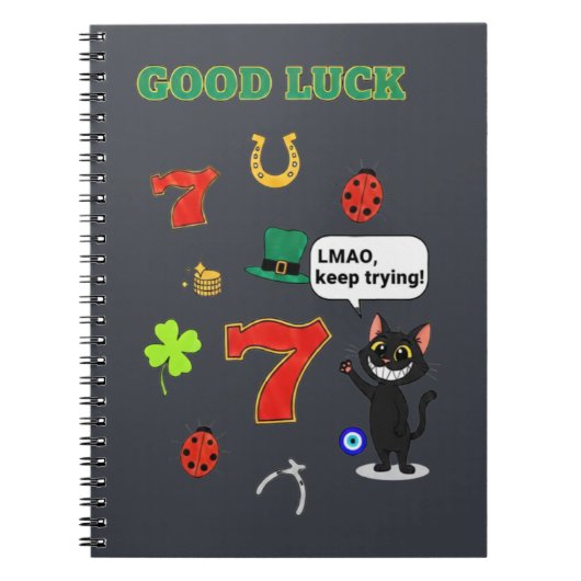 Sarcastic black cat &Lucky charms Notitieboek (Voorkant)
