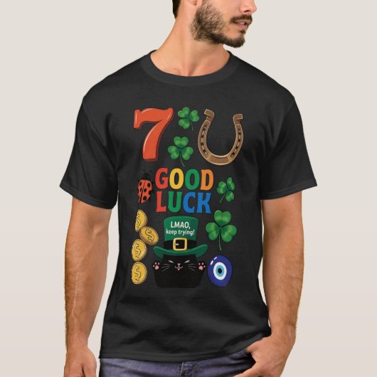 Sarcastic black cat &Lucky charms T-shirt (Voorkant)