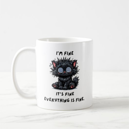sarcastic black cat mug koffiemok (Links)