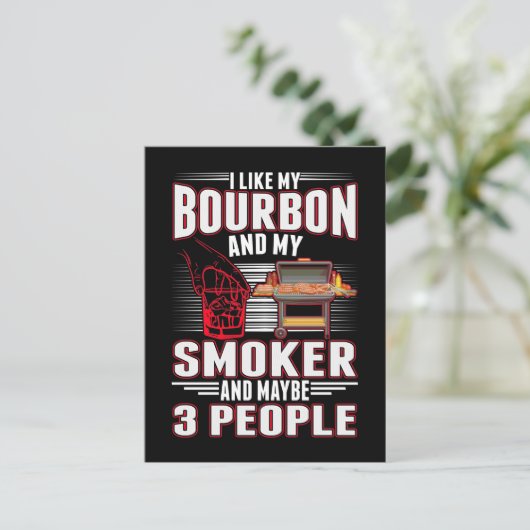 Sarcastic Bourbon en BBQ Lover Funny Barbecue Briefkaart (Staand voorkant)