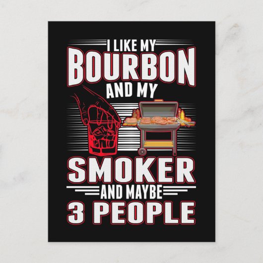 Sarcastic Bourbon en BBQ Lover Funny Barbecue Briefkaart (Voorkant)