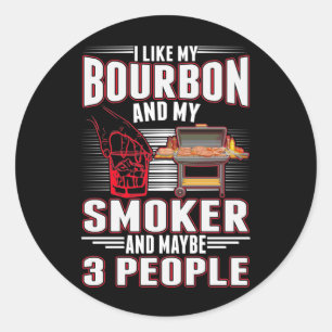 Sarcastic Bourbon en BBQ Lover Funny Barbecue Ronde Sticker