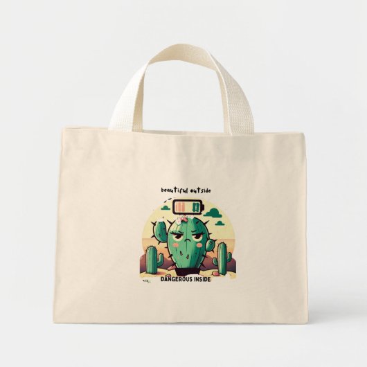 Sarcastic Cactus with Low Battery Mini Tote Bag (Voorkant)
