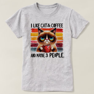 Sarcastic Cat Graphic T-shirt - Mijn kat, koffie &
