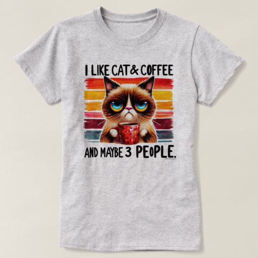Sarcastic Cat Graphic T-shirt - Mijn kat, koffie & (Design voorkant)