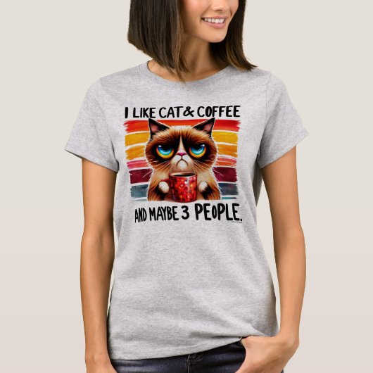 Sarcastic Cat Graphic T-shirt - Mijn kat, koffie & (Voorkant)