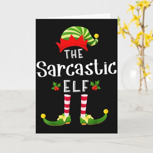 Sarcastic Christmas Elf Matching Pajama X-mas Part Kaart (Gele Bloem)