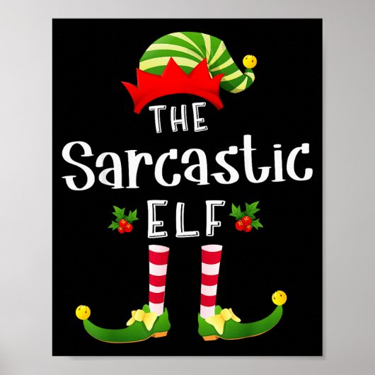 Sarcastic Christmas Elf Matching Pajama X-mas Part Poster (Voorkant)