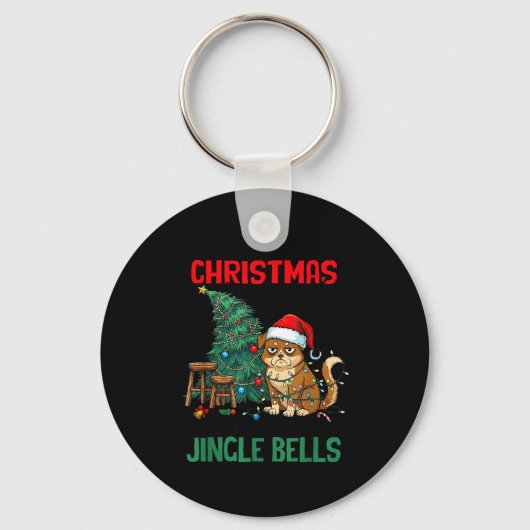 Sarcastic Dog Christmas Srit Ting Jingle Bells Hum Sleutelhanger (Voorkant)