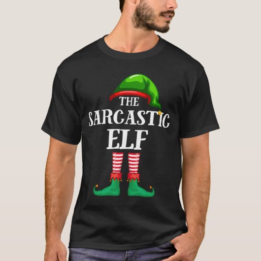 Sarcastic Elf Matching Family Kerstmis Pajama T-shirt (Voorkant)