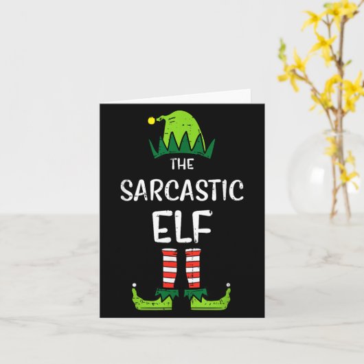 Sarcastic Elf Xmas Matching Christmas For Family M Kaart (Gele Bloem)