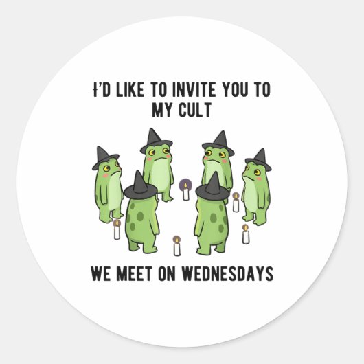 Sarcastic Frog Meme Funny Amphibian Cult Men And W Ronde Sticker (Voorkant)