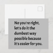 Sarcastic Funny Dumb Humor Briefkaart (Voorkant / Achterkant)