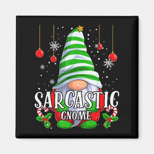 Sarcastic Gnome Christmas Pajamas Matching Family Magneet (Voorkant)