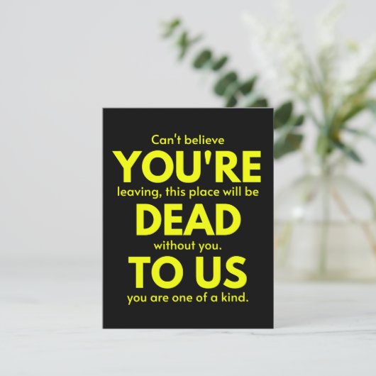 Sarcastic Goodbye , You are Dead to Us, Coworker Save The Date (Staand voorkant)