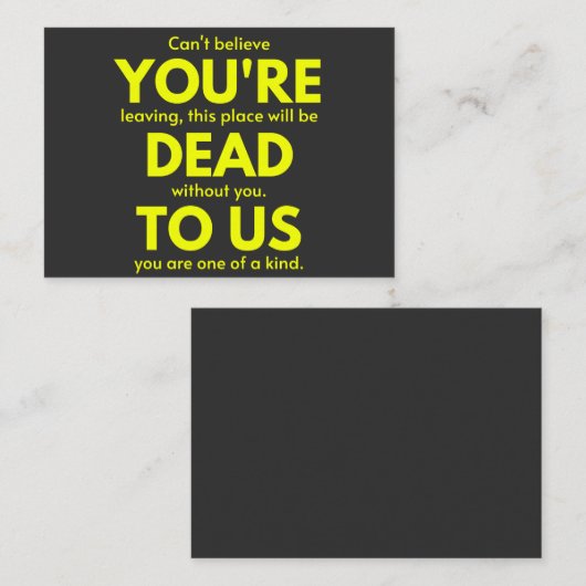 Sarcastic Goodbye , You are Dead to Us, Coworker Visitekaartje (Voorkant / Achterkant)
