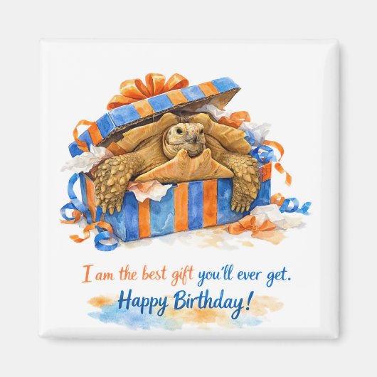 Sarcastic Happy Birthday Sulcata tortoise gift Magneet (Voorkant)