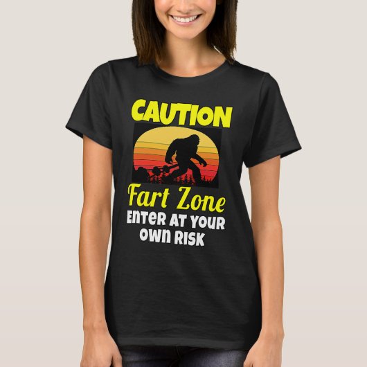 Sarcastic  Humor Caution Fart Zone Enter At Your O T-shirt (Voorkant)