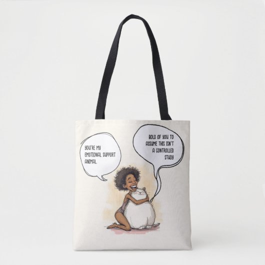 Sarcastic Introvert Emotional Support Cat Quote Tote Bag (Voorkant)