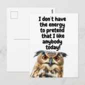 Sarcastic Owl grappig citaat Briefkaart (Voorkant / Achterkant)