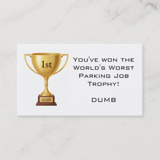 Sarcastic Parking Trophy Visitekaartje (Voorkant)
