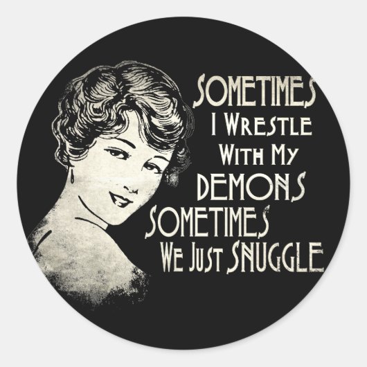 Sarcastic Phrase Womens Meme Sometimes I Wrestle Ronde Sticker (Voorkant)