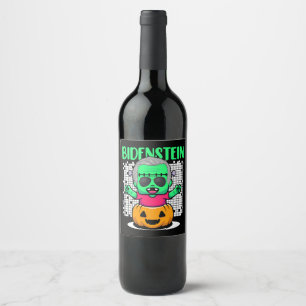 Sarcastic Political Funny AntiJoe Biden Halloween Wijn Etiket