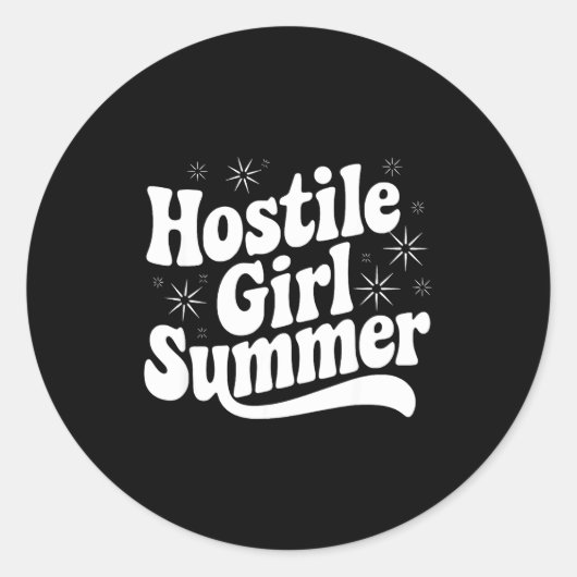 Sarcastic Quote Retro Saying Hostile Girl Summer B Ronde Sticker (Voorkant)
