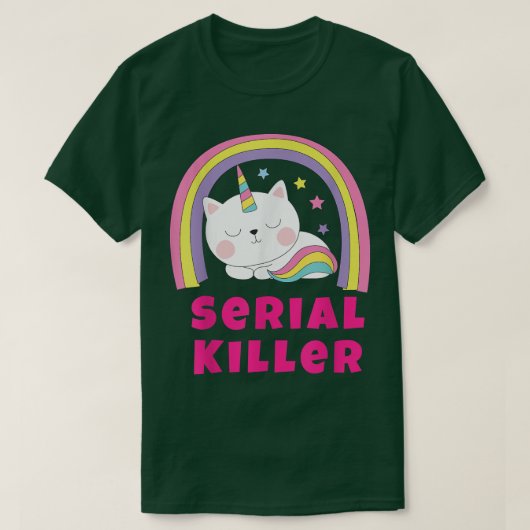 Sarcastic Retro Rainbow Funny Unicorn Serial Kille T-shirt (Design voorkant)
