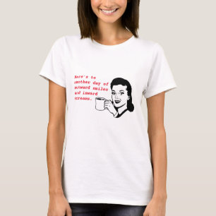 Sarcastic Retro Woman Buittward-glimlach T-shirt