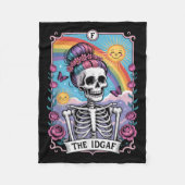Sarcastic Skeleton The Idgaf Funny Tarot Card Goth Fleece Deken (Voorkant)