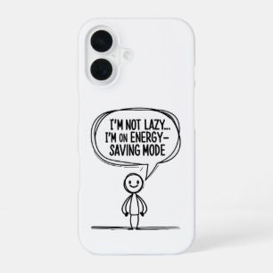 Sarcastic Stick Figuur Quote – Energiebesparing iPhone 16 Hoesje
