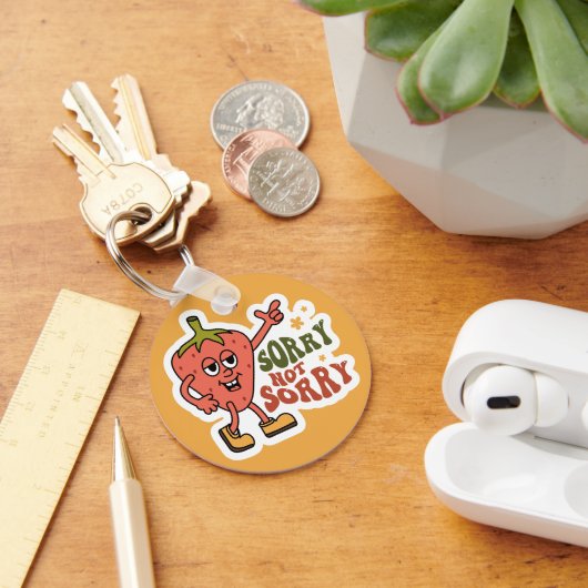 Sarcastic Strawberry Sorry Not Sorry Sleutelhanger (Bureau)