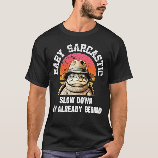 Sarcastic Turtle Retro Sunset Graphic T-shirt (Voorkant)