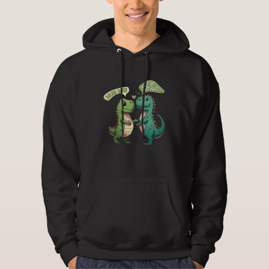 Sarcastic Two Dinosaur Couple Hug Me Matching Vale Hoodie (Voorkant)