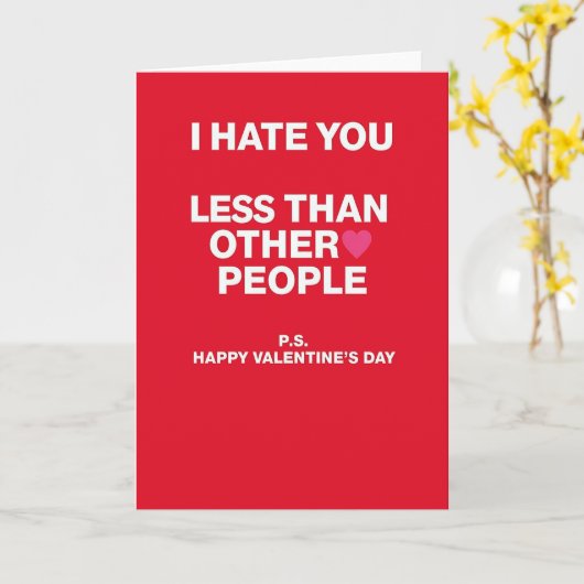 Sarcastic Valentines I Hate You Card Kaart (Gele Bloem)
