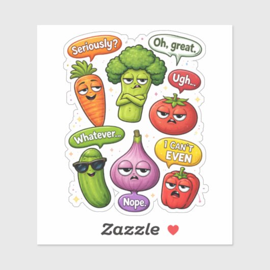 Sarcastic Vegetable Custom-Cut Vinyl Sticker (Vel)
