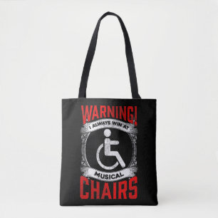 Sarcastic Wheelstoel Funny Handicap Musical Joke Tote Bag