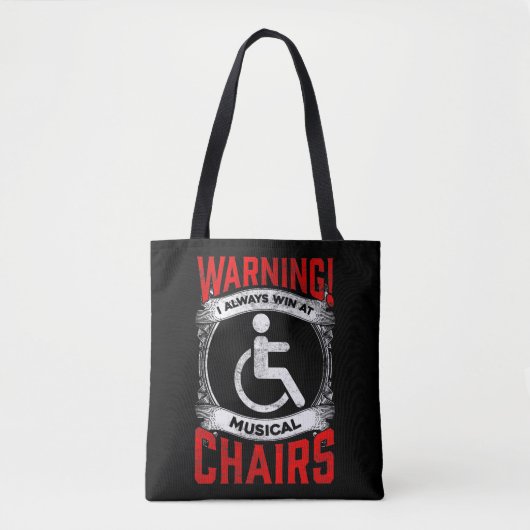 Sarcastic Wheelstoel Funny Handicap Musical Joke Tote Bag (Voorkant)